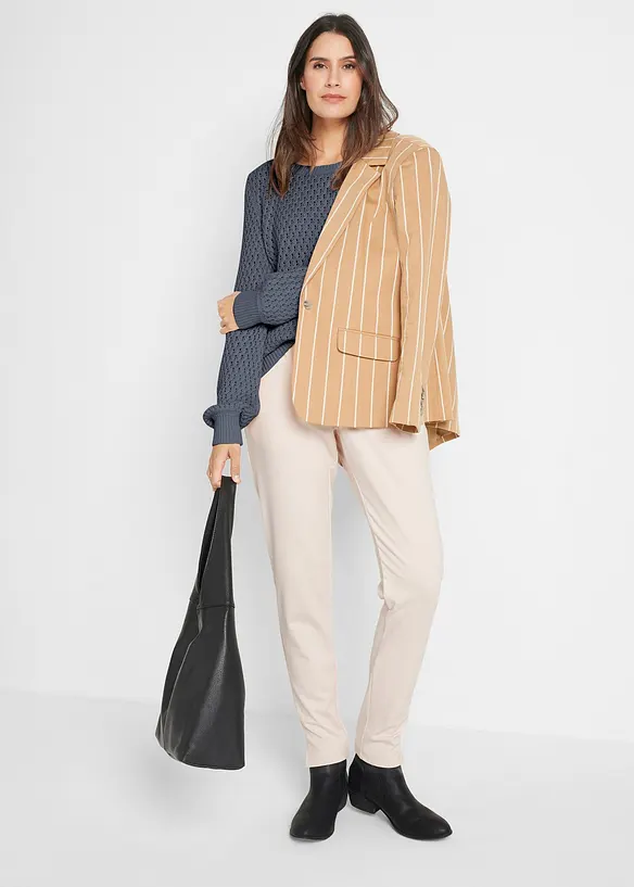 Maglione in maglia operata di misto cotone, bonprix