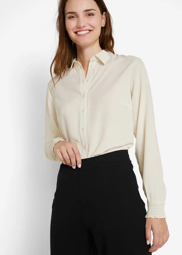 Pantaloni a palazzo  in misto viscosa con elastico in vita, bonprix
