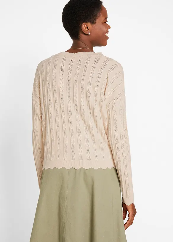 Cardigan corto traforato in misto viscosa, bonprix