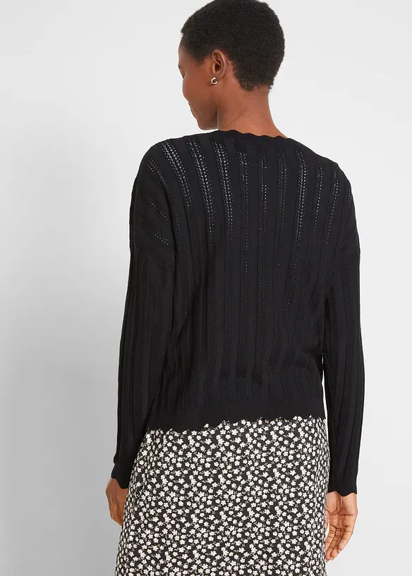Cardigan corto traforato in misto viscosa, bonprix
