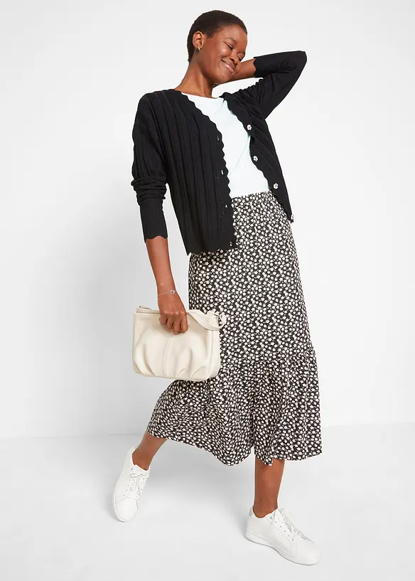 Cardigan corto traforato in misto viscosa, bonprix