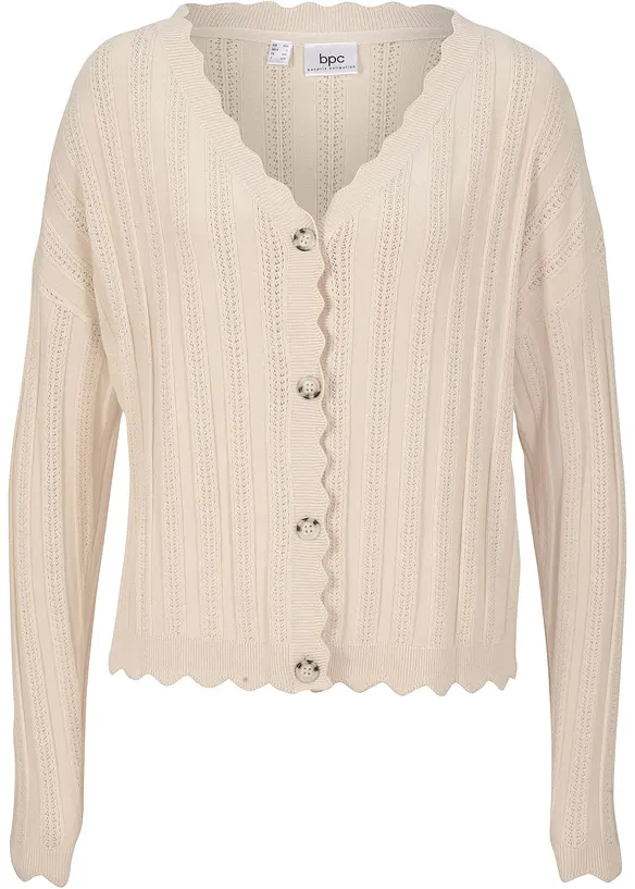 Cardigan corto traforato in misto viscosa, bonprix