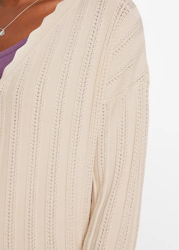 Cardigan corto traforato in misto viscosa, bonprix