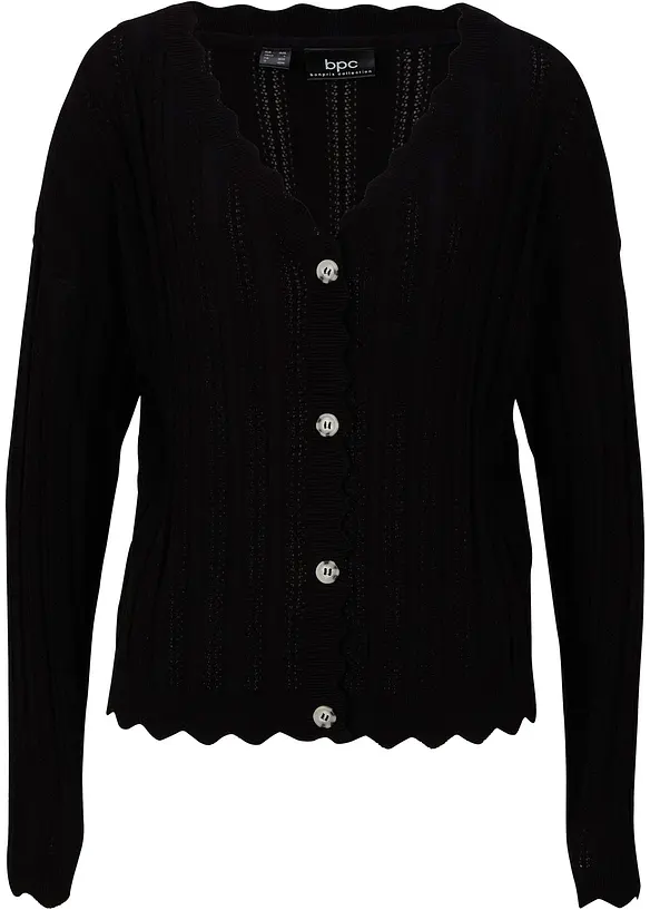 Cardigan corto traforato in misto viscosa, bonprix