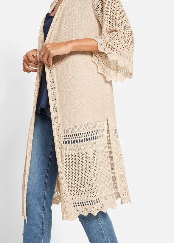 Cardigan lungo traforato, bonprix