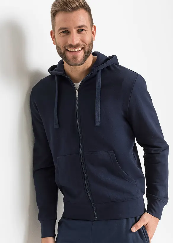 Felpa con zip e cappuccio (pacco da 2), bonprix
