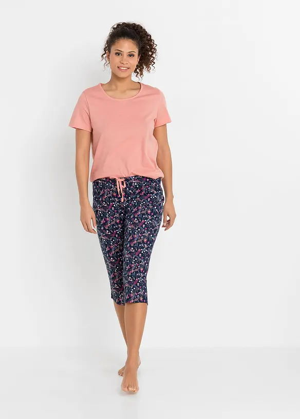 Pigiama pinocchietto in puro cotone (pacco da 2), bonprix