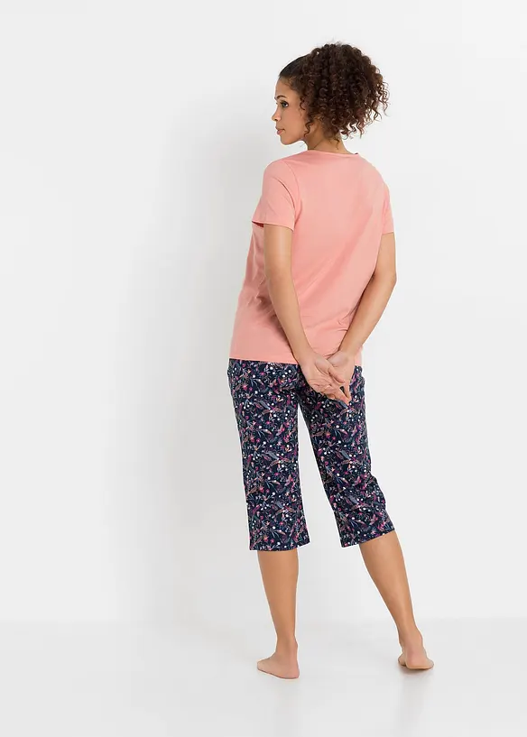 Pigiama pinocchietto in puro cotone (pacco da 2), bonprix
