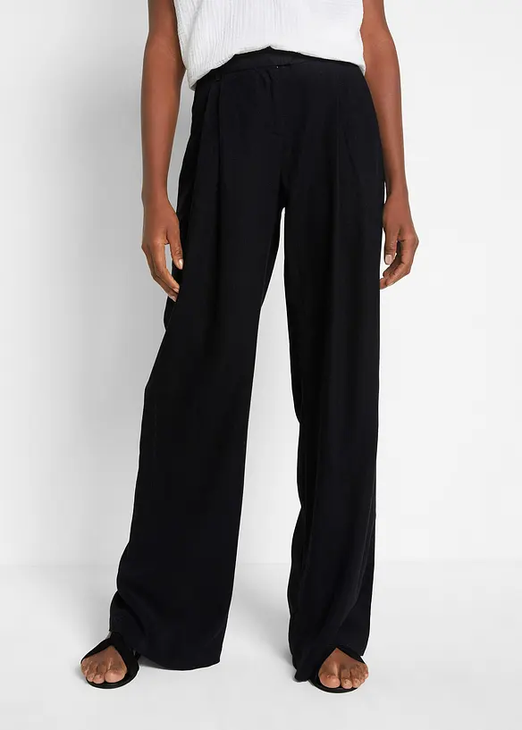 Pantaloni a palazzo in misto lino e viscosa leggero, bonprix