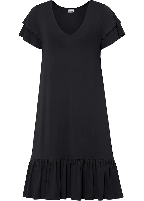 Abito di jersey con balza in misto viscosa, bonprix