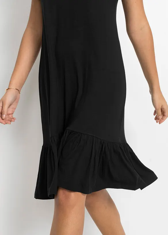 Abito di jersey con balza in misto viscosa, bonprix