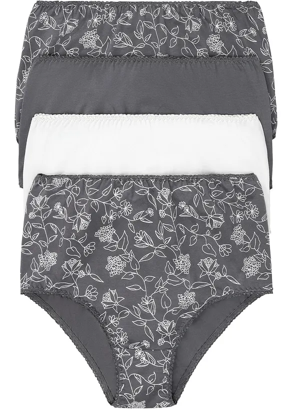 Slip a vita alta con cotone morbido (pacco da 4), bonprix