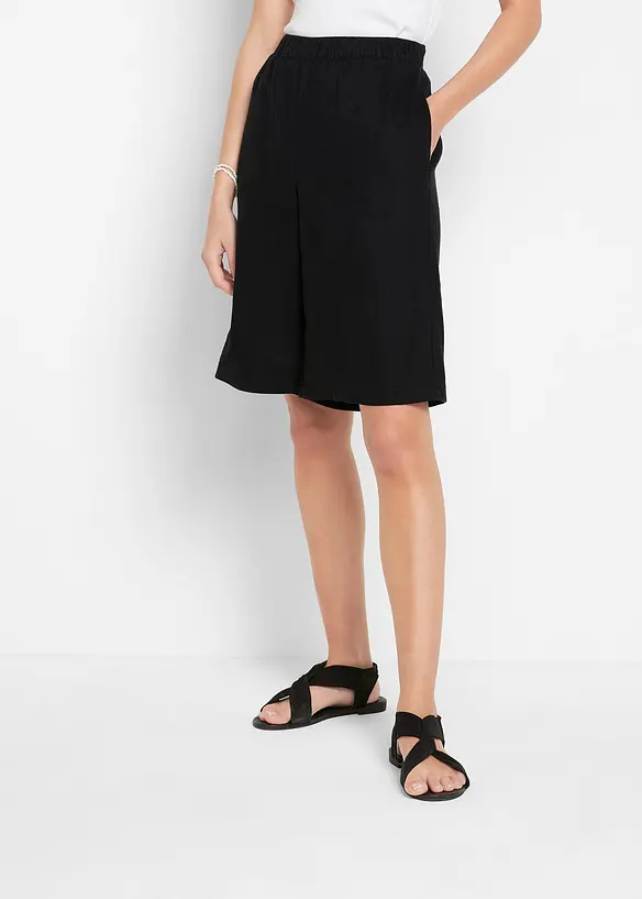 Bermuda in misto lino e viscosa, vita alta, bonprix