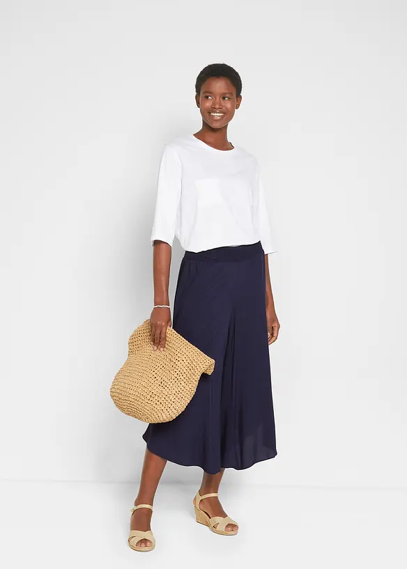 Pantaloni culotte al polpaccio in viscosa, bonprix