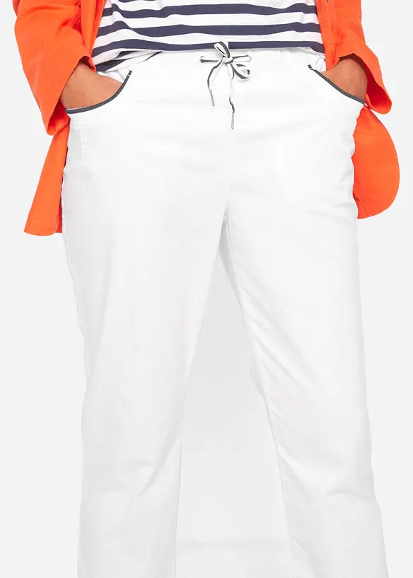 Pantaloni cropped in popeline con cinta comoda, bonprix