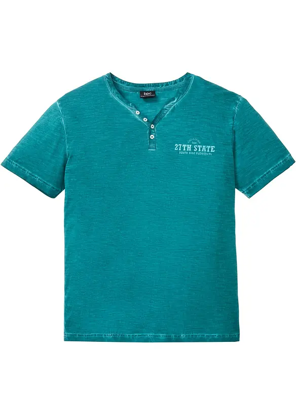Maglia serafino a maniche corte in puro cotone effetto lavato, bonprix
