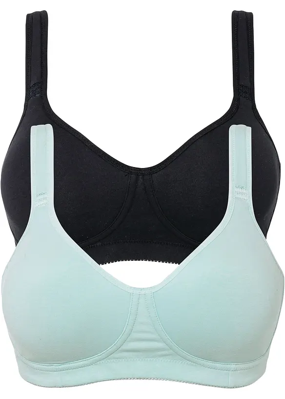 Reggiseno t-shirt senza ferretto con cotone (pacco da 2), bonprix