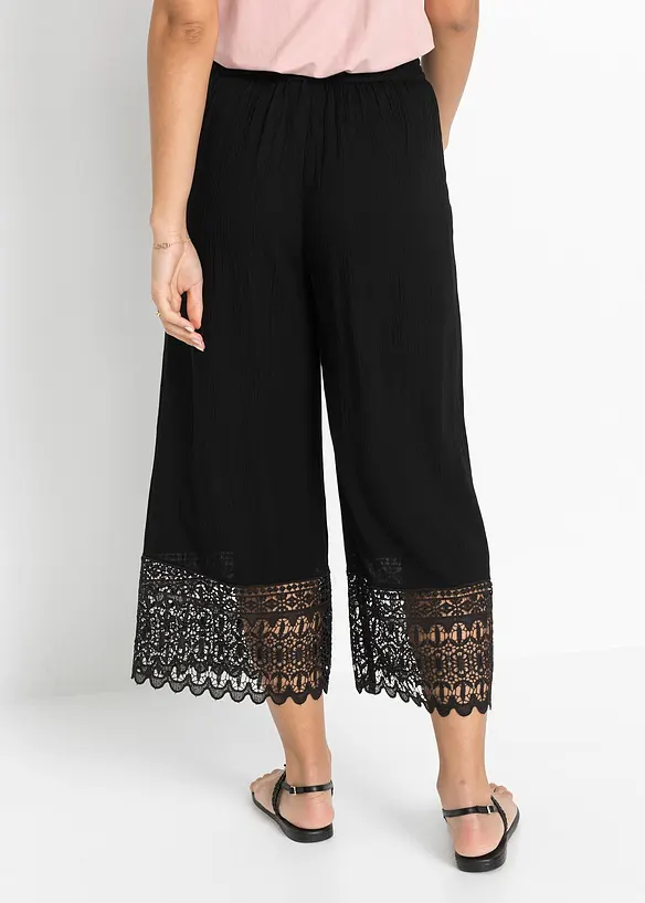 Pantaloni culotte con pizzo, bonprix