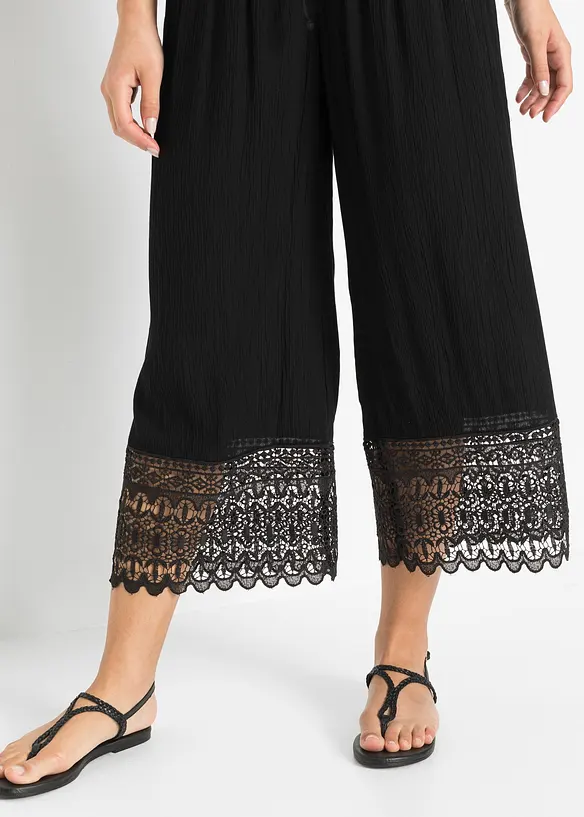 Pantaloni culotte con pizzo, bonprix