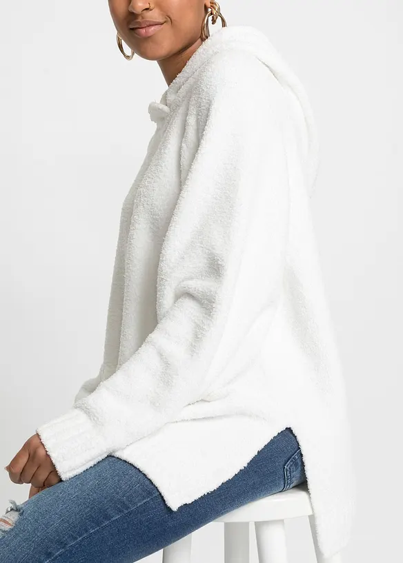 Maglione in pile teddy con cappuccio, bonprix