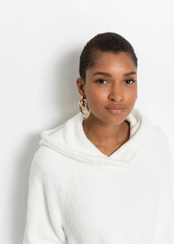 Maglione in pile teddy con cappuccio, bonprix