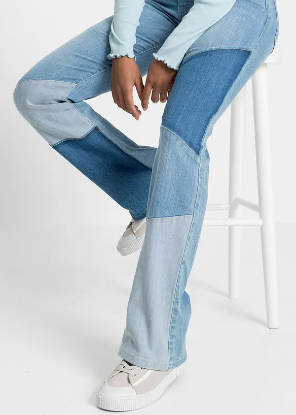 Jeans a zampa, vita media, bonprix