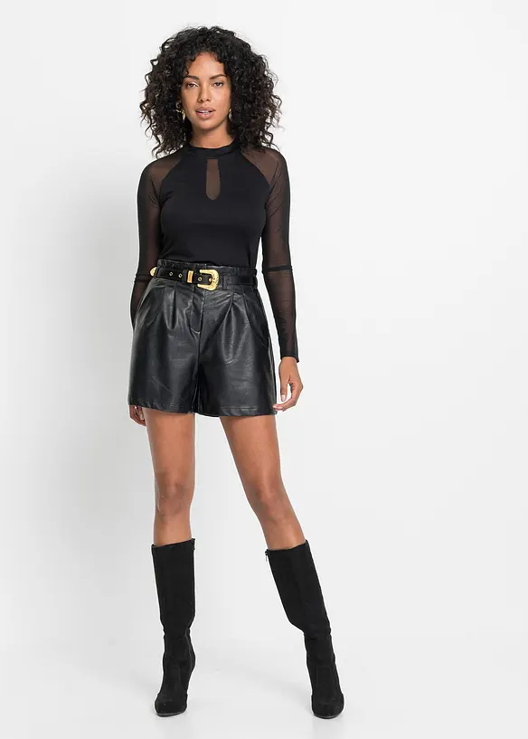 Shorts in similpelle con cintura, bonprix