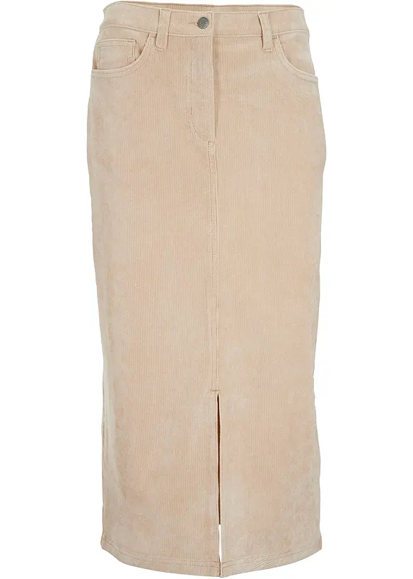 Gonna midi in velluto elasticizzato, bonprix