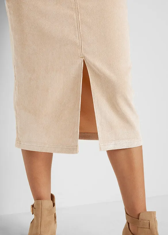Gonna midi in velluto elasticizzato, bonprix