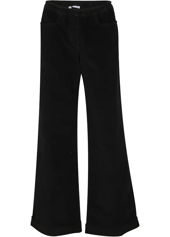 Pantaloni larghi in velluto a coste elasticizzato, vita alta, bonprix