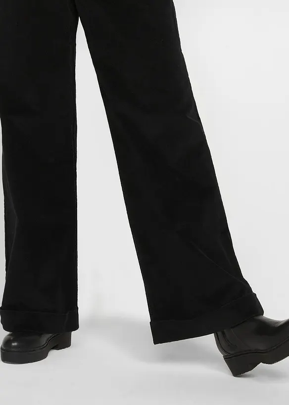 Pantaloni larghi in velluto a coste elasticizzato, vita alta, bonprix