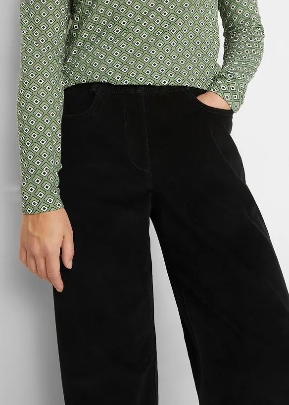 Pantaloni larghi in velluto a coste elasticizzato, vita alta, bonprix