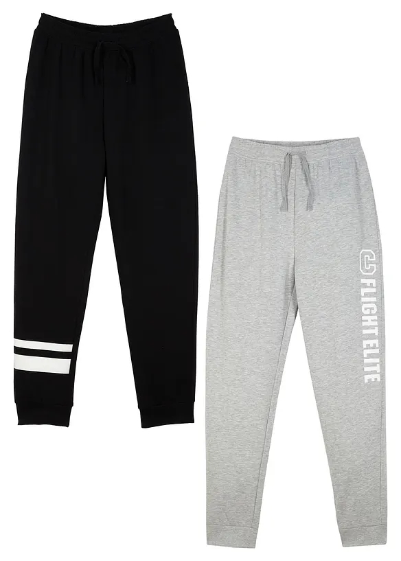 Pantaloni tuta in misto cotone morbido (pacco da 2), bonprix