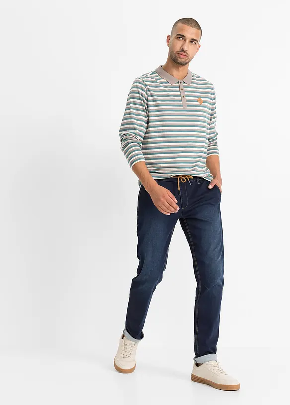 Jogger di jeans con cinta comoda regular fit, tapered, bonprix