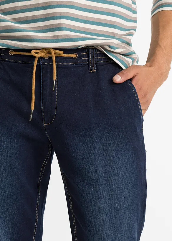 Jogger di jeans con cinta comoda regular fit, tapered, bonprix
