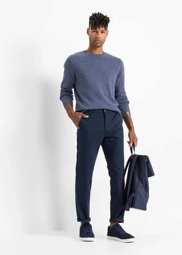 Maglione a girocollo in misto cotone, bonprix