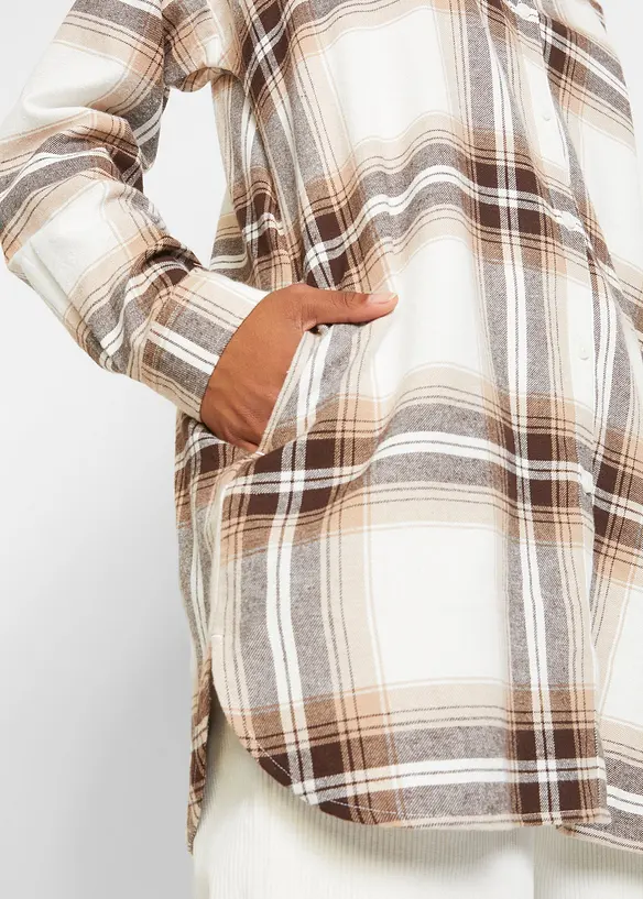 Camicia lunga in flanella di puro cotone, bonprix