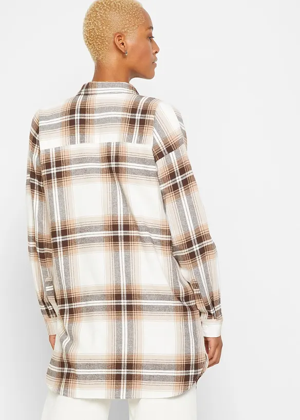 Camicia lunga in flanella di puro cotone, bonprix