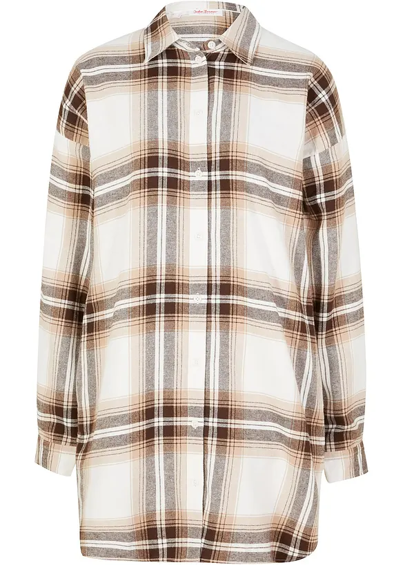 Camicia lunga in flanella di puro cotone, bonprix