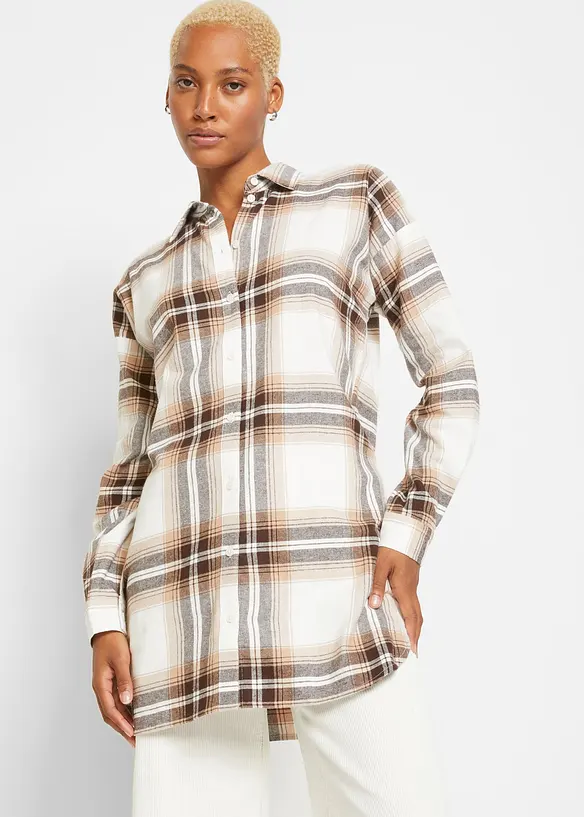 Camicia lunga in flanella di puro cotone, bonprix