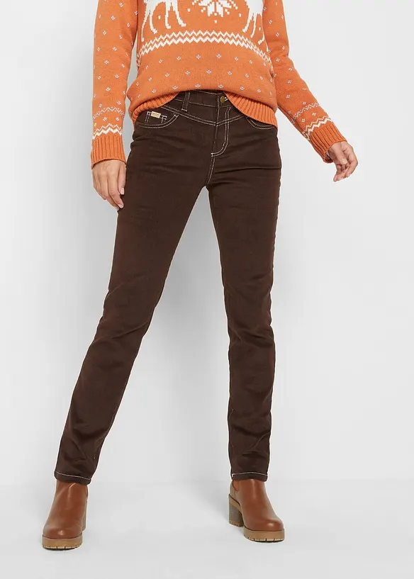 Pantaloni in velluto elasticizzato a coste, slim fit, bonprix