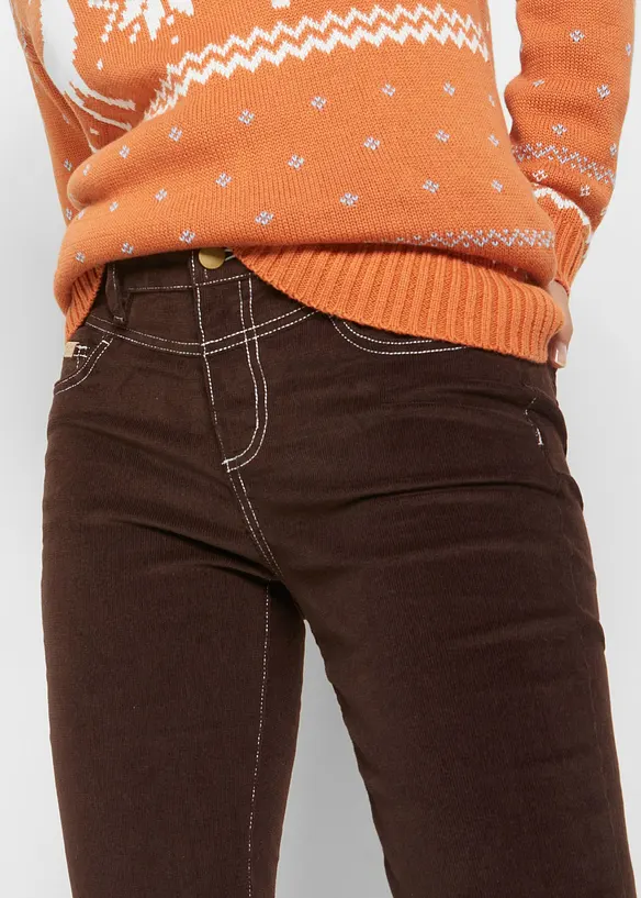 Pantaloni in velluto elasticizzato a coste, slim fit, bonprix