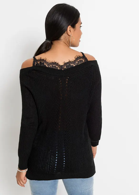 Maglione traforato con pizzo, BODYFLIRT