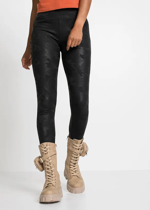 Leggings lucidi in fantasia camouflage, bonprix