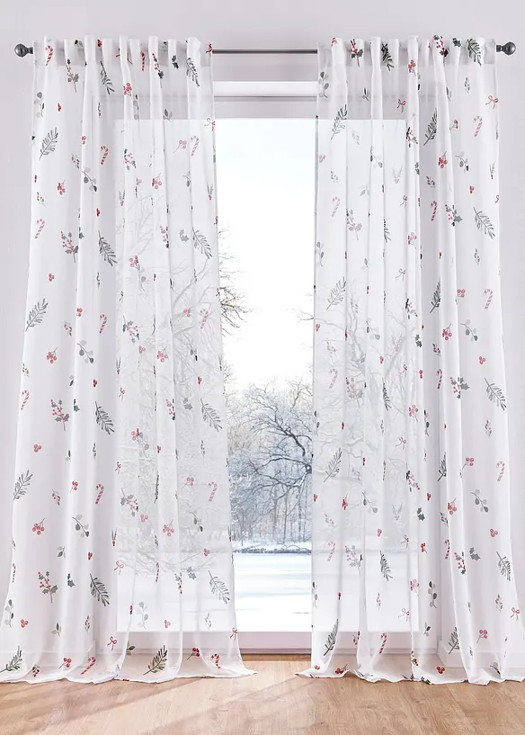 Tenda trasparente in fantasia natalizia (pacco da 1), bonprix