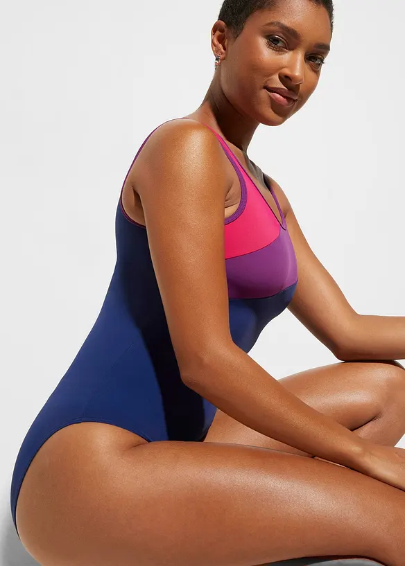 Costume intero sportivo con inserti a contrasto ad asciugatura rapida, bonprix