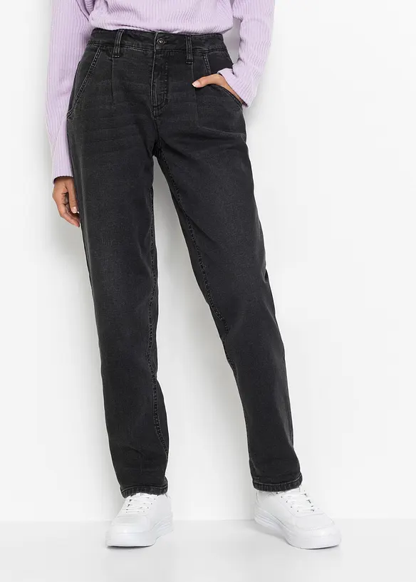Jeans barrel elasticizzati, vita media, bonprix