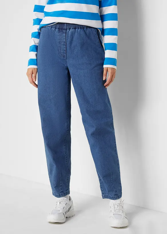 Mom jeans con cinta comoda, vita alta, bonprix