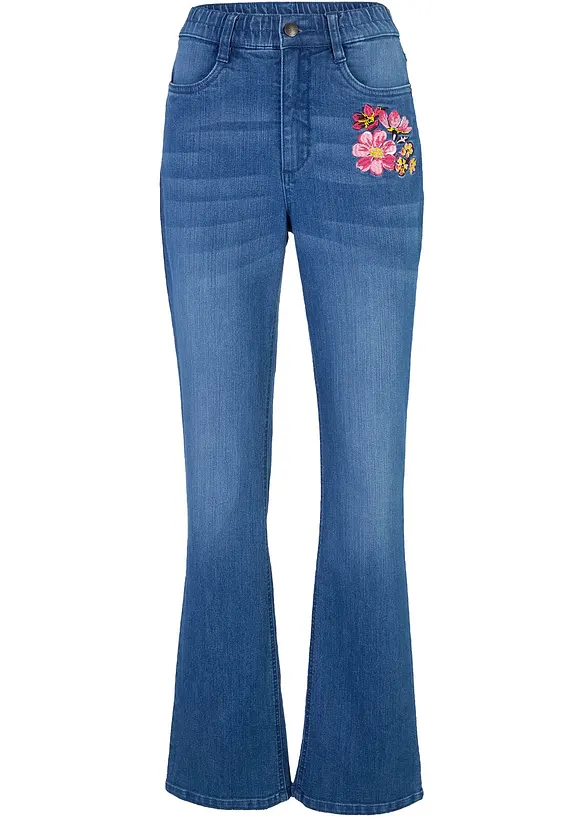 Jeans bootcut con cinta comoda, vita alta, bonprix