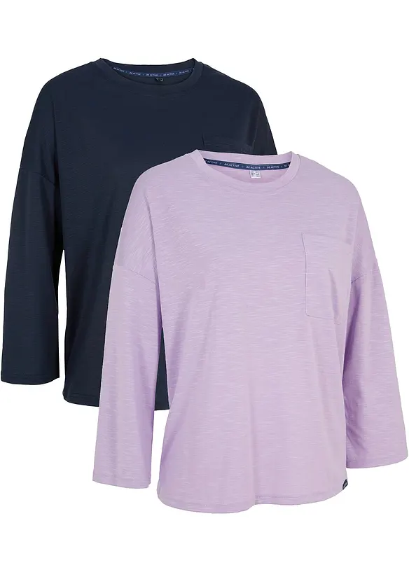 T-shirt sportiva tecnica (pacco da 2) con maniche a 3/4, bpc bonprix collection